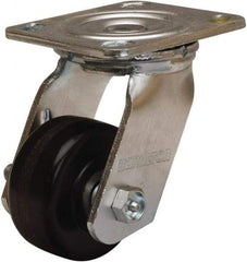 Hamilton - 3-1/4" Diam x 1-1/2" Wide x 5-1/4" OAH Top Plate Mount Swivel Caster - Phenolic, 550 Lb Capacity, Straight Roller Bearing, 4 x 4-1/2" Plate - USA Tool & Supply