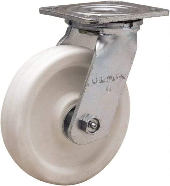 Hamilton - 6" Diam x 1-1/2" Wide x 7-1/2" OAH Top Plate Mount Swivel Caster - Polyolefin, 550 Lb Capacity, Delrin Bearing, 4 x 4-1/2" Plate - USA Tool & Supply