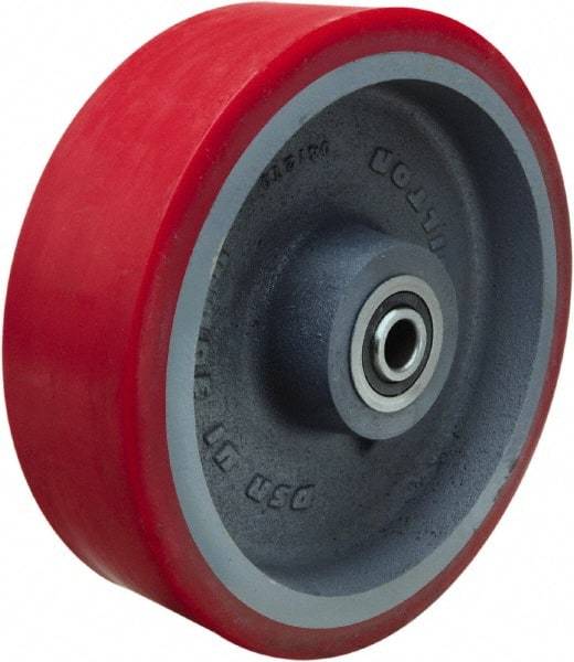 Hamilton - 10 Inch Diameter x 3 Inch Wide, Polyurethane on Cast Iron Caster Wheel - 3,600 Lb. Capacity, 3-1/4 Inch Hub Length, 3/4 Inch Axle Diameter, Precision Ball Bearing - USA Tool & Supply