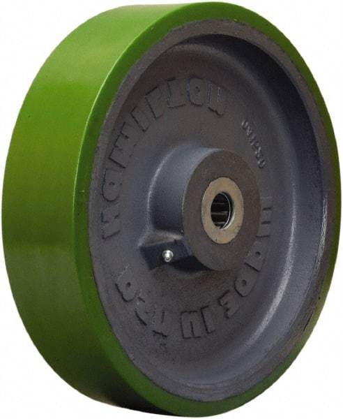 Hamilton - 12 Inch Diameter x 3 Inch Wide, Polyurethane on Cast Iron Caster Wheel - 3,500 Lb. Capacity, 3-1/4 Inch Hub Length, 1 Inch Axle Diameter, Straight Roller Bearing - USA Tool & Supply