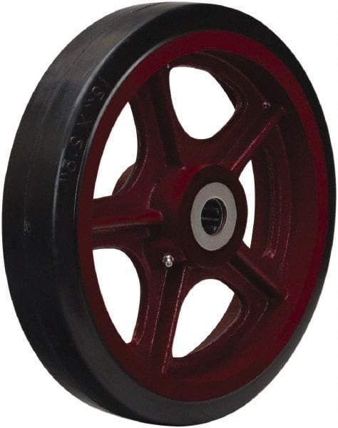 Hamilton - 12 Inch Diameter x 3 Inch Wide, Rubber on Cast Iron Caster Wheel - 1,140 Lb. Capacity, 3-1/4 Inch Hub Length, 1 Inch Axle Diameter, Tapered Roller Bearing - USA Tool & Supply