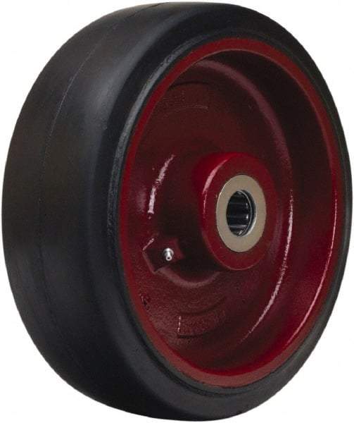 Hamilton - 12 Inch Diameter x 4 Inch Wide, Rubber on Cast Iron Caster Wheel - 1,600 Lb. Capacity, 4-1/4 Inch Hub Length, 1-1/4 Inch Axle Diameter, Straight Roller Bearing - USA Tool & Supply