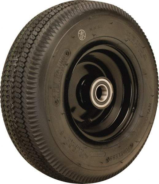 Hamilton - 12 Inch Diameter x 4-1/8 Inch Wide, Rubber Pneumatic Caster Wheel - 625 Lb. Capacity, 3-1/4 Inch Hub Length, 1 Inch Axle Diameter, Sealed Precision Ball Bearing - USA Tool & Supply