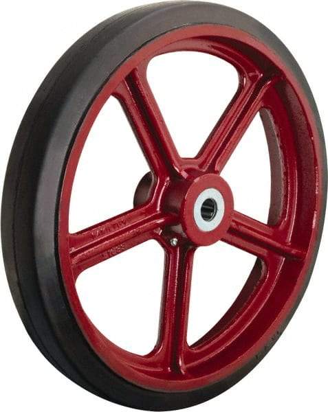 Hamilton - 20 Inch Diameter x 3 Inch Wide, Rubber on Cast Iron Caster Wheel - 1,680 Lb. Capacity, 4-1/4 Inch Hub Length, 1-1/4 Inch Axle Diameter, Straight Roller Bearing - USA Tool & Supply