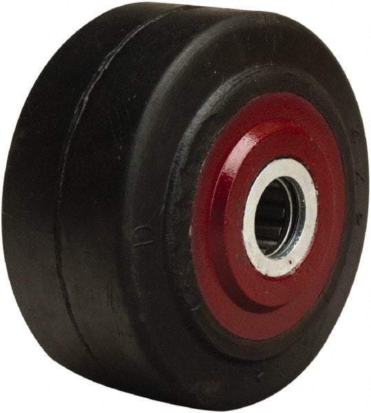 Hamilton - 4 Inch Diameter x 2 Inch Wide, Rubber on Cast Iron Caster Wheel - 300 Lb. Capacity, 2-1/4 Inch Hub Length, 1/2 Inch Axle Diameter, Straight Roller Bearing - USA Tool & Supply