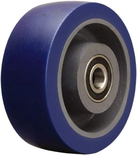 Hamilton - 5 Inch Diameter x 2 Inch Wide, Polyurethane on Cast Iron Caster Wheel - 840 Lb. Capacity, 2-1/2 Inch Hub Length, 1/2 Inch Axle Diameter, Sealed Precision Ball Bearing - USA Tool & Supply
