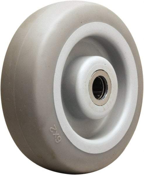 Hamilton - 6 Inch Diameter x 2 Inch Wide, Rubber on Thermoplastic Caster Wheel - 410 Lb. Capacity, 2-3/16 Inch Hub Length, 3/4 Inch Axle Diameter, Straight Roller Bearing - USA Tool & Supply