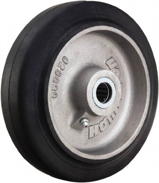 Hamilton - 7 Inch Diameter x 2 Inch Wide, Rubber on Aluminum Caster Wheel - 455 Lb. Capacity, 2-3/16 Inch Hub Length, 5/8 Inch Axle Diameter, Straight Roller Bearing - USA Tool & Supply
