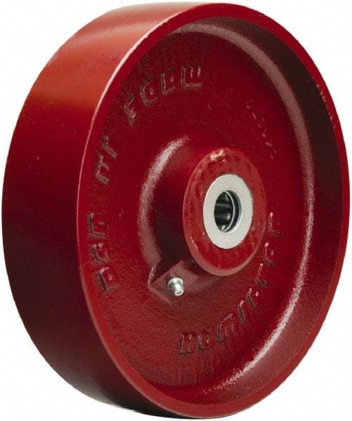 Hamilton - 8 Inch Diameter x 2 Inch Wide, Cast Iron Caster Wheel - 1,500 Lb. Capacity, 2-1/4 Inch Hub Length, 3/4 Inch Axle Diameter, Straight Roller Bearing - USA Tool & Supply