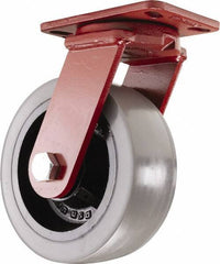 Hamilton - 8" Diam x 3" Wide x 10-1/4" OAH Top Plate Mount Swivel Caster - Polyurethane, 3,200 Lb Capacity, Sealed Precision Ball Bearing, 4-1/2 x 6-1/2" Plate - USA Tool & Supply