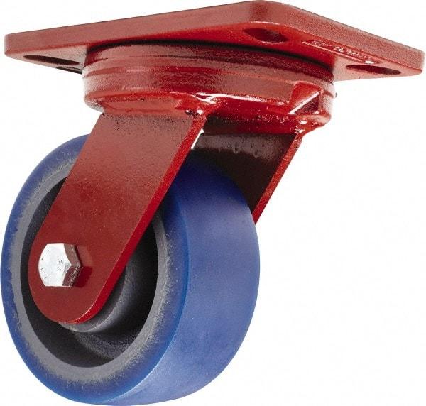 Hamilton - 5" Diam x 2" Wide x 6-3/4" OAH Top Plate Mount Swivel Caster - Polyurethane, 840 Lb Capacity, Sealed Precision Ball Bearing, 4-1/2 x 6-1/2" Plate - USA Tool & Supply