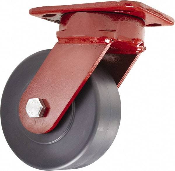 Hamilton - 5" Diam x 2" Wide x 6-1/2" OAH Top Plate Mount Swivel Caster - Nylon, 2,000 Lb Capacity, Sealed Precision Ball Bearing, 4 x 5" Plate - USA Tool & Supply