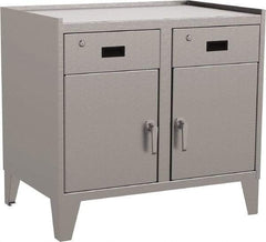 Jamco - 2 Shelf Locking Storage Cabinet - Stainless Steel, 36" Wide x 18" Deep x 34" High - USA Tool & Supply