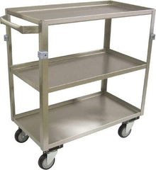 Jamco - 600 Lb Capacity, 22" Wide x 48" Long x 34" High Shelf Cart - 3 Shelf, Stainless Steel, 4 Swivel Casters - USA Tool & Supply