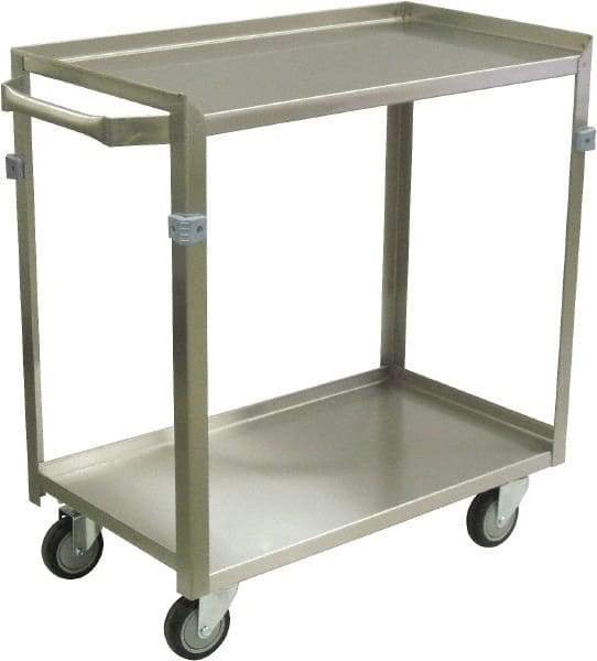 Jamco - 600 Lb Capacity, 36" Wide x 22" Long x 34" High Shelf Cart - 2 Shelf, Stainless Steel, 4 Swivel Casters - USA Tool & Supply