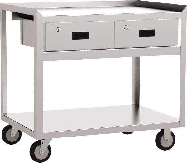 Jamco - 36" Wide x 35" High x 18" Deep, Mobile Work Stand - 1,200 Lb Capacity, 18" Shelf Clearance - USA Tool & Supply