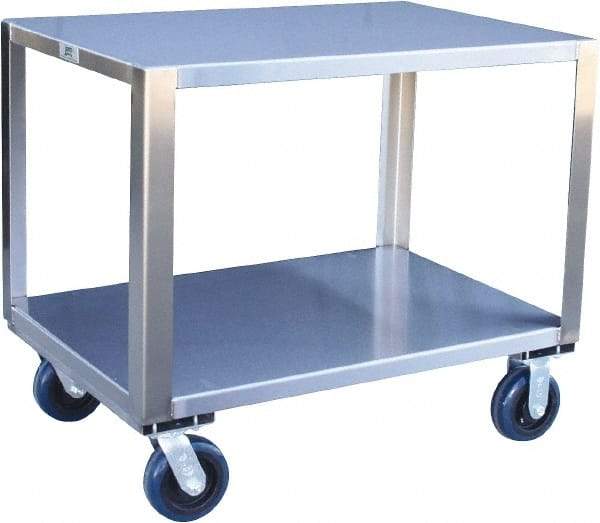 Jamco - 1,800 Lb Capacity, 24" Wide x 36" Long x 31" High Transport Cart - 2 Shelf, Stainless Steel, 2 Rigid/2 Swivel Casters - USA Tool & Supply