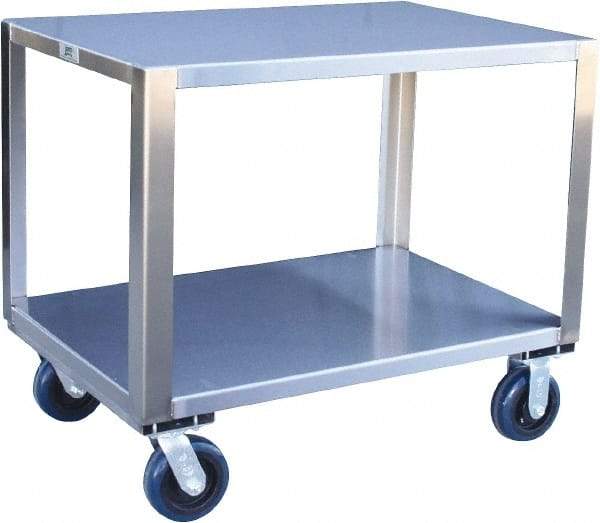 Jamco - 1,800 Lb Capacity, 48" Wide x 24" Long x 31" High Transport Cart - 2 Shelf, Stainless Steel, 2 Rigid/2 Swivel Casters - USA Tool & Supply