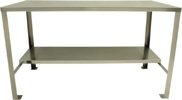 Jamco - 60 Wide x 30" Deep x 35" High, 14 Gauge Stainless Steel Workbench - 14 Gauge Stainless Steel Top, Angle Legs, Stainless - USA Tool & Supply