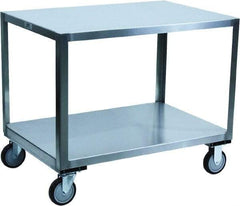 Jamco - 1,200 Lb Capacity, 60" Wide x 30" Long x 30" High Transport Cart - 2 Shelf, Stainless Steel, 2 Rigid/2 Swivel Casters - USA Tool & Supply