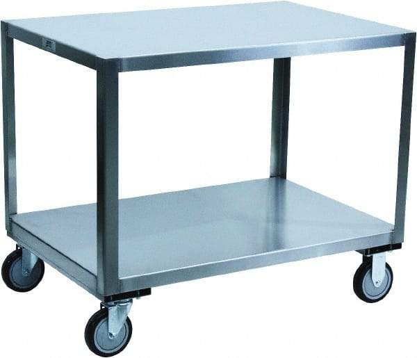 Jamco - 1,200 Lb Capacity, 36" Wide x 24" Long x 30" High Transport Cart - 2 Shelf, Stainless Steel, 2 Rigid/2 Swivel Casters - USA Tool & Supply