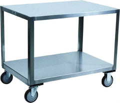 Jamco - 1,200 Lb Capacity, 36" Wide x 24" Long x 30" High Transport Cart - 2 Shelf, Stainless Steel, 2 Rigid/2 Swivel Casters - USA Tool & Supply