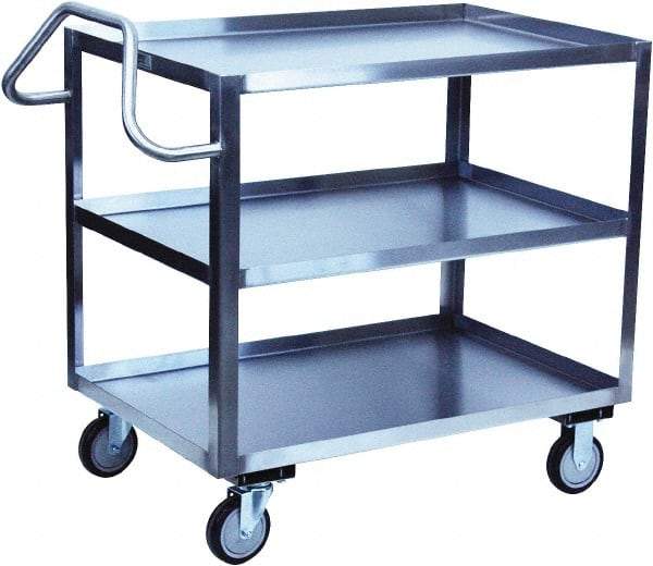 Jamco - 1,200 Lb Capacity, 48" Wide x 30" Long x 39" High Shelf Cart - 3 Shelf, Stainless Steel - USA Tool & Supply