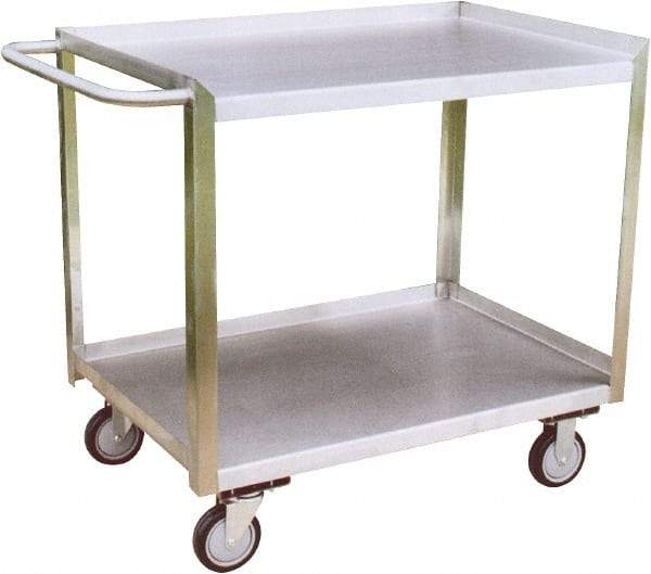 Jamco - 1,200 Lb Capacity, 18" Wide x 24" Long x 35" High Shelf Cart - 2 Shelf, Stainless Steel, 2 Rigid/2 Swivel Casters - USA Tool & Supply