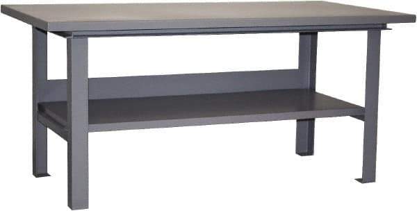 Jamco - 72 Wide x 36" Deep x 34" High, 12 Gauge Steel Work Table - 12 Gauge Steel Top, Fixed Legs, Gray - USA Tool & Supply