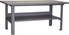 Jamco - 72 Wide x 36" Deep x 34" High, 12 Gauge Steel Work Table - 12 Gauge Steel Top, Fixed Legs, Gray - USA Tool & Supply