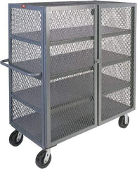 Jamco - 3,000 Lb Capacity, 4 Shelf, 4-Sided Steel Mesh Security Truck - 30" Long x 60" Wide x 57" High, 6" Diam Phenolic Wheels - USA Tool & Supply