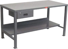 Jamco - 72 Wide x 36" Deep x 34" High, 12 Gauge Steel Heavy-Duty Workbench with Drawer - 12 Gauge Steel Top, Fixed Legs, Gray - USA Tool & Supply