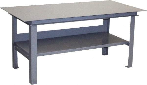 Jamco - 72 Wide x 36" Deep x 34" High, 12 Gauge Steel Work Table - 12 Gauge Steel Top, Fixed Legs, Gray - USA Tool & Supply