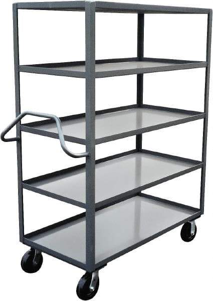 Jamco - 3,000 Lb Capacity, 5 Shelf, Steel Stock Truck - 24" Long x 36" Wide x 68" High, 6" Diam Phenolic Wheels - USA Tool & Supply