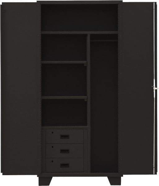 Jamco - 3 Shelf Locking Storage Cabinet - Steel, 36" Wide x 24" Deep x 78" High, Black - USA Tool & Supply