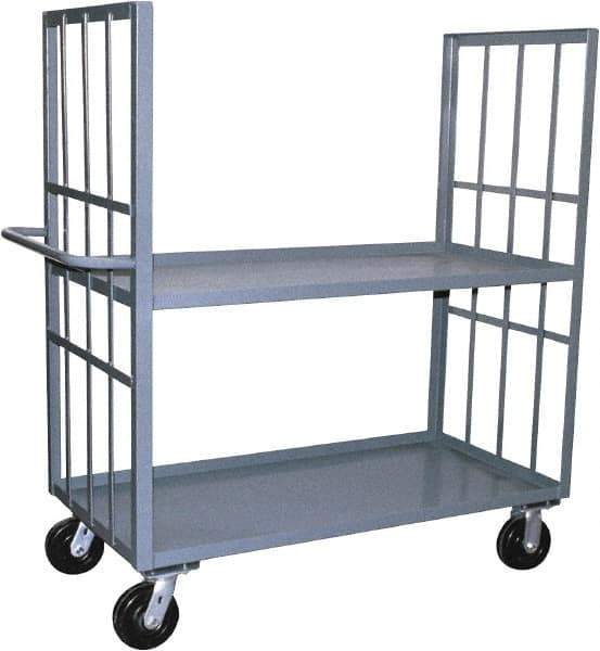 Jamco - 3,000 Lb Capacity, 2 Shelf, 2-Sided Steel Slat Truck - 30" Long x 60" Wide x 57" High, 6" Diam Phenolic Wheels - USA Tool & Supply