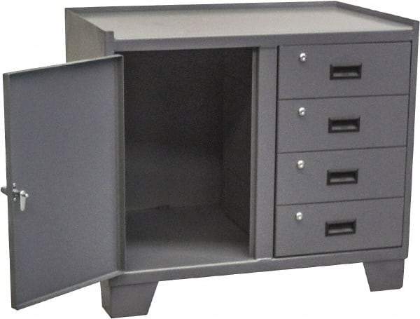 Jamco - Locking Storage Cabinet - Steel, 36" Wide x 18" Deep x 33" High, Gray - USA Tool & Supply