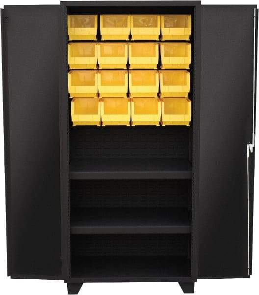 Jamco - 2 Shelf 16 Bin Storage Cabinet - Steel, 36" Wide x 24" Deep x 78" High, Black - USA Tool & Supply