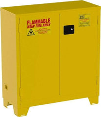 Jamco - 2 Door, 1 Shelf, Yellow Steel Double Wall Safety Cabinet for Flammable and Combustible Liquids - 49" High x 18" Wide x 43" Deep, Self Closing Door, 3 Point Key Lock, 30 Gal Capacity - USA Tool & Supply