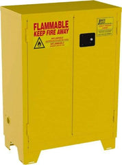 Jamco - 2 Door, 2 Shelf, Yellow Steel Double Wall Safety Cabinet for Flammable and Combustible Liquids - 49" High x 18" Wide x 34" Deep, Self Closing Door, 3 Point Key Lock, 28 Gal Capacity - USA Tool & Supply