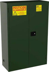 Jamco - 2 Door, 2 Shelf, Green Steel Double Wall Safety Cabinet for Flammable and Combustible Liquids - 44" High x 18" Wide x 43" Deep, Self Closing Door, 3 Point Key Lock, 45 Gal Capacity - USA Tool & Supply