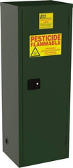 Jamco - 1 Door, 3 Shelf, Green Steel Double Wall Safety Cabinet for Flammable and Combustible Liquids - 65" High x 18" Wide x 23" Deep, Self Closing Door, 3 Point Key Lock, 24 Gal Capacity - USA Tool & Supply