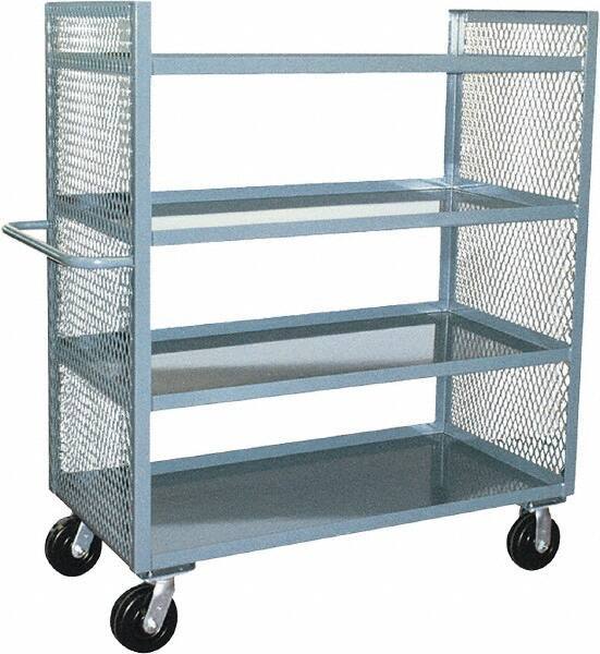 Jamco - 3,000 Lb Capacity, 4 Shelf, 2-Sided Steel Mesh Stock Truck - 24" Long x 60" Wide x 57" High, 6" Diam Phenolic Wheels - USA Tool & Supply
