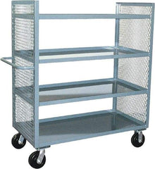 Jamco - 3,000 Lb Capacity, 4 Shelf, 2-Sided Steel Mesh Stock Truck - 36" Long x 72" Wide x 57" High, 6" Diam Phenolic Wheels - USA Tool & Supply