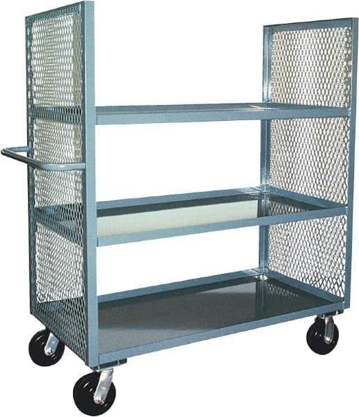 Jamco - 3,000 Lb Capacity, 3 Shelf, 2-Sided Steel Mesh Stock Truck - 24" Long x 36" Wide x 57" High, 6" Diam Phenolic Wheels - USA Tool & Supply