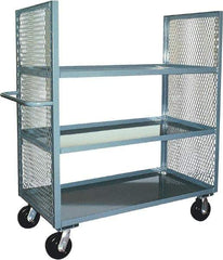 Jamco - 3,000 Lb Capacity, 3 Shelf, 2-Sided Steel Mesh Stock Truck - 24" Long x 48" Wide x 57" High, 6" Diam Phenolic Wheels - USA Tool & Supply