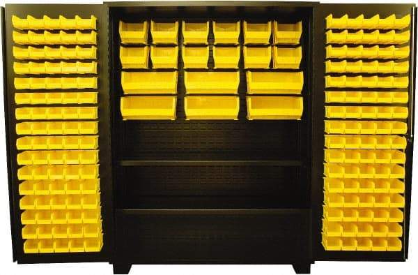 Jamco - 2 Shelf 178 Bin Storage Cabinet - Steel, 60" Wide x 24" Deep x 78" High, Black - USA Tool & Supply