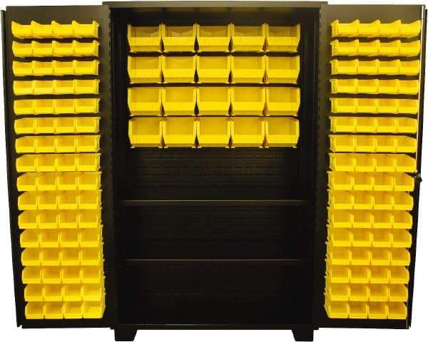 Jamco - 2 Shelf 148 Bin Storage Cabinet - Steel, 48" Wide x 24" Deep x 78" High, Black - USA Tool & Supply