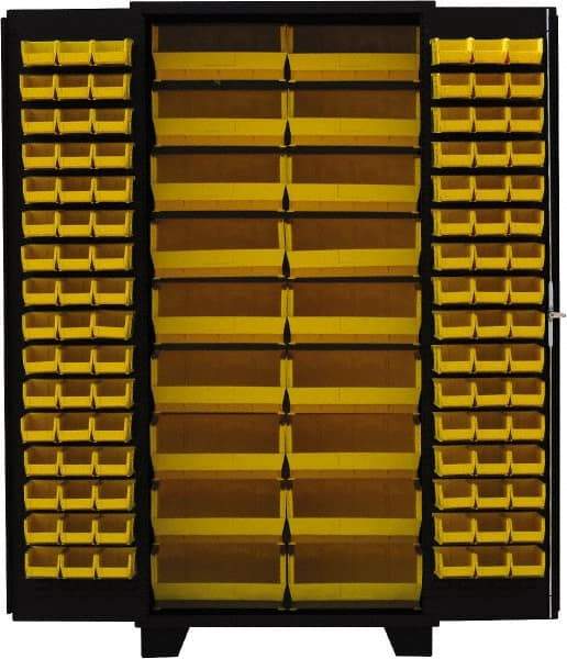Jamco - 114 Bin Storage Cabinet - Steel, 36" Wide x 24" Deep x 78" High, Black - USA Tool & Supply