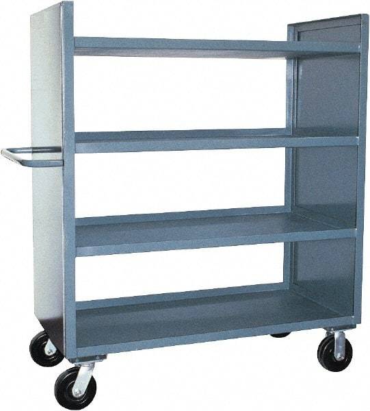 Jamco - 3,000 Lb Capacity, 4 Shelf, 2-Sided Steel Shelf Truck - 30" Long x 60" Wide x 57" High, 6" Diam Phenolic Wheels - USA Tool & Supply